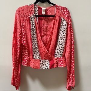 H&M Multi-color Multi-pattern floral wrap top